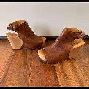 Kork Ease Berit Brown Leather Wedge Heels